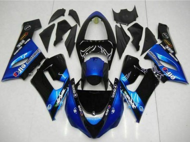 Mejores Carenados Moto Kawasaki ZX6R 2005-2006 - Azul Negro Brillante Elf