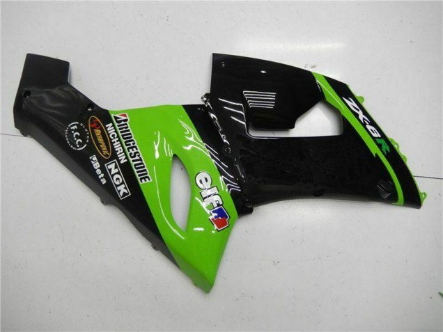 Mejores Carenados Moto Kawasaki ZX6R 2005-2006 - Verde Negro Brillante Elf