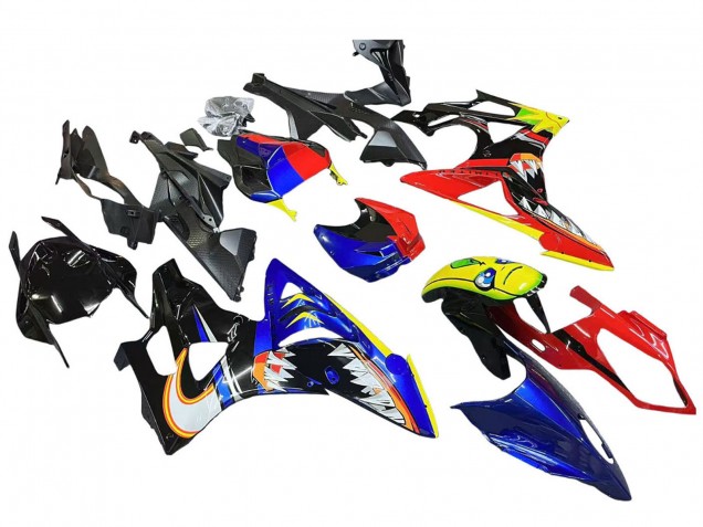 Mejores Carenados Moto BMW S1000RR 2009-2014 - Rojo Azul Amarillo Tiburón
