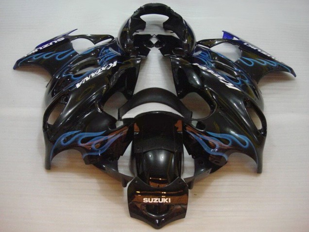 Mejores Carenados Moto Suzuki GSX600F/GSX750F 2004-2006 - Negro Brillante Azul Llama