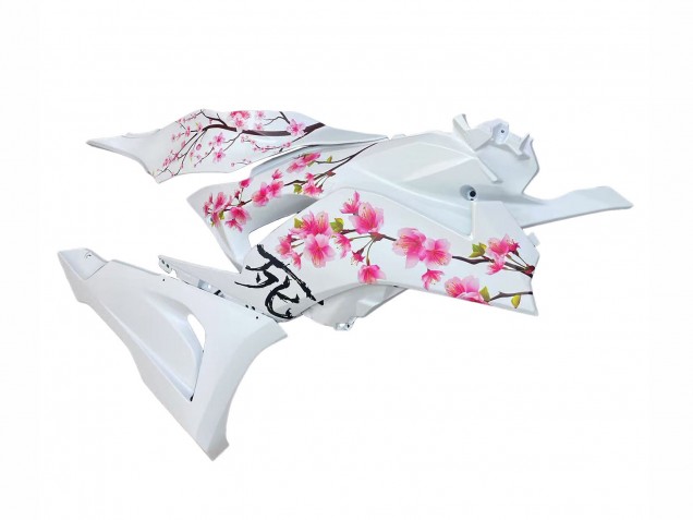 Mejores Carenados Moto Kawasaki ZX6R 2023-2025 - Negro Blanco Flower
