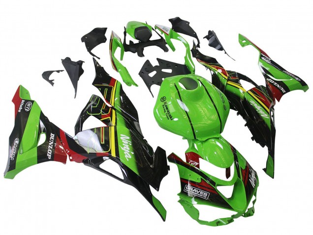 Mejores Carenados Moto Kawasaki ZX6R 2023-2025 - Verde Negro Rojo Amarillo Dunlop