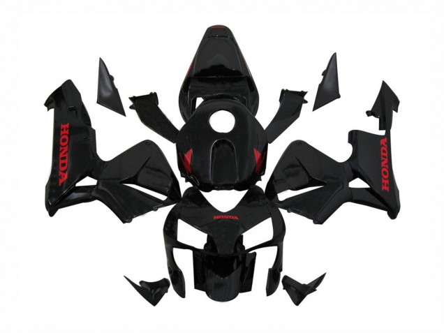 Mejores Carenados Moto Honda CBR600RR 2003-2004 - Negro Brillante Rojo Calcomanías