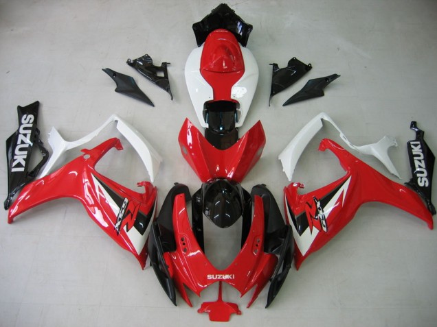 Mejores Carenado Moto Suzuki GSXR 600 / GSXR 750 2006-2007 - Blanco Rojo Negro Brillante