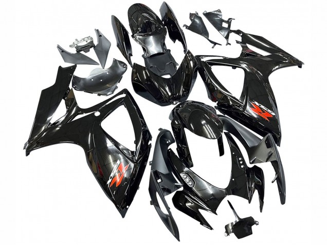 Mejores Carenados Moto Suzuki GSXR 600 / GSXR 750 2006-2007 - Negro Brillante Plata Rojo