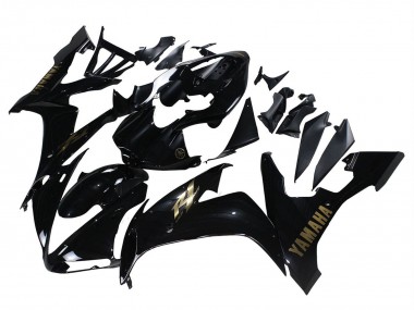 Mejores Carenados Moto Yamaha YZF 1000 R1 2004-2006 - Negro Brillante Oro Calcomanías