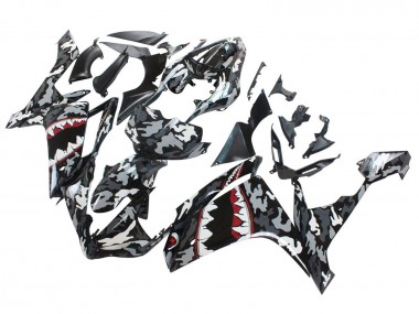 Mejores Carenados Moto Yamaha YZF 1000 R1 2007-2008 - Gris Blanco Camouflage Tiburón