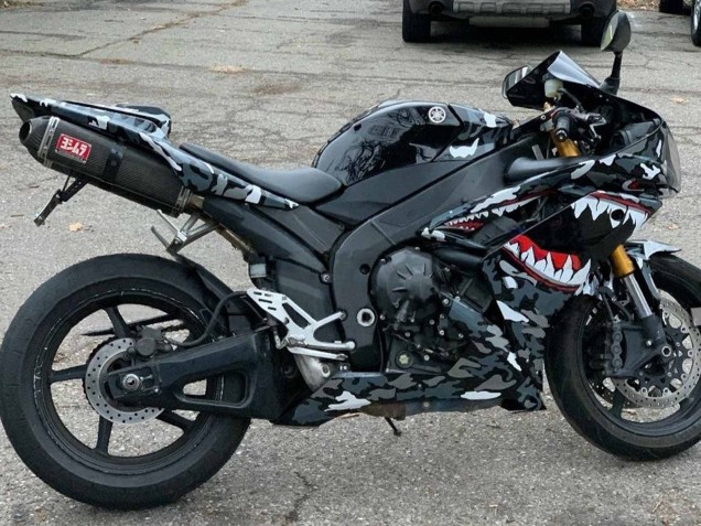 Mejores Carenados Moto Yamaha YZF 1000 R1 2007-2008 - Gris Blanco Camouflage Tiburón