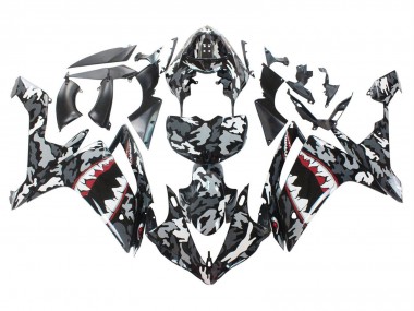 Mejores Carenados Moto Yamaha YZF 1000 R1 2007-2008 - Gris Blanco Camouflage Tiburón