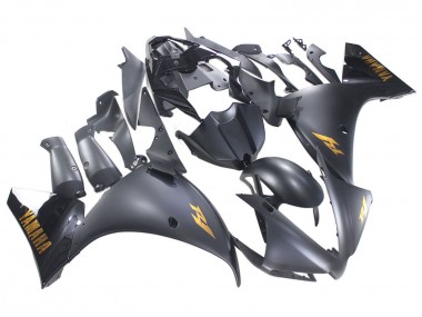 Mejores Carenados Moto Yamaha YZF 1000 R1 2012-2014 - Negro Mate Oro Calcomanías