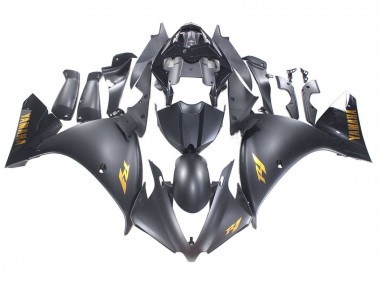 Mejores Carenados Moto Yamaha YZF 1000 R1 2012-2014 - Negro Mate Oro Calcomanías