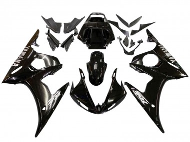 Mejores Carenados Moto Yamaha YZF R6 2003-2004 - Negro Brillante Blanco Calcomanías