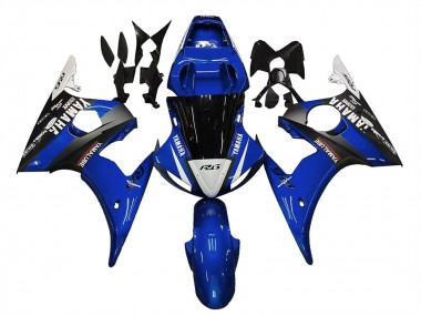 Mejores Carenados Moto Yamaha YZF R6S 2006-2009 - Azul Blanco Negro Brillante Yamalube