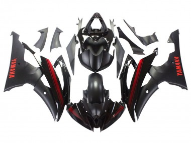 Mejores Carenados Moto Yamaha YZF 600 R6 2008-2016 - Negro Brillante Negro Mate Rojo Raya