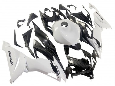 Mejores Carenados Moto Kawasaki ZX6R 2019-2022 - Blanco Negro FibraCarbono
