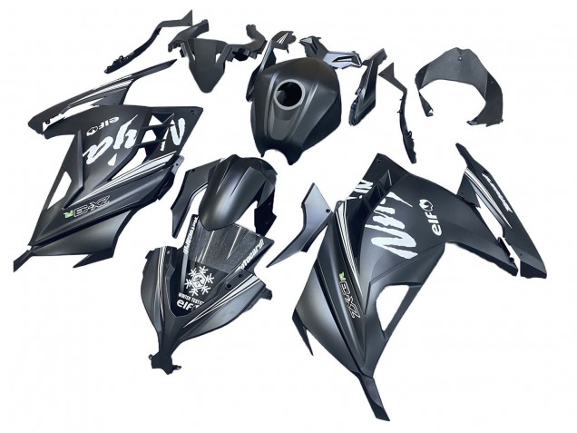Mejores Carenados Moto Kawasaki EX300 2013-2024 - Negro Mate Blanco Elf Nieve