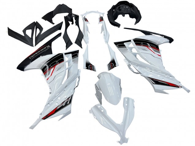 Mejores Carenados Moto Kawasaki EX300 2013-2024 - Blanco Rojo Negro