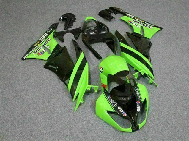 Mejores Carenados Moto Kawasaki ZX6R 2009-2012 - Verde Negro Brillante Elf Touch4 Bridgestone