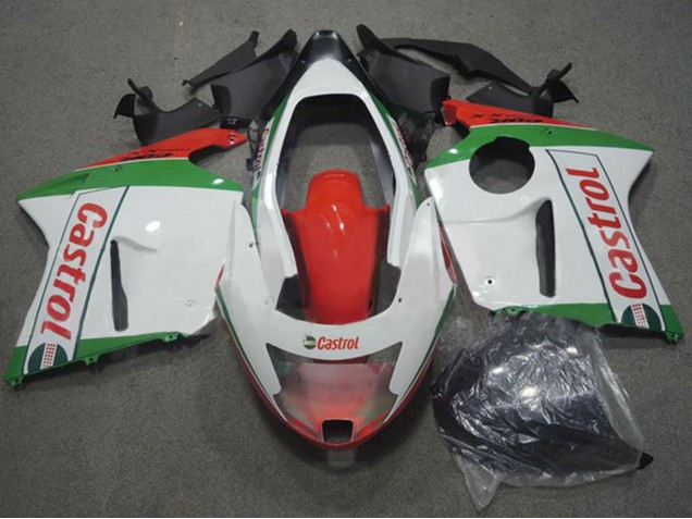 Mejores Carenados Moto Honda CBR1100XX Blackbird 1996-2007 - Blanco Rojo Verde Castrol