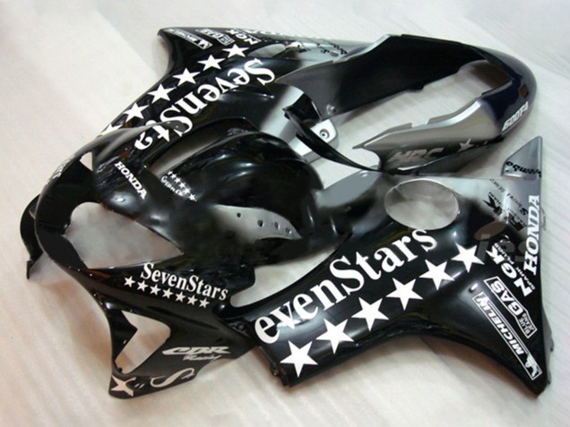 Mejores Carenados Moto Honda CBR600 F4 1999-2000 - Negro Brillante Blanco SevenStars