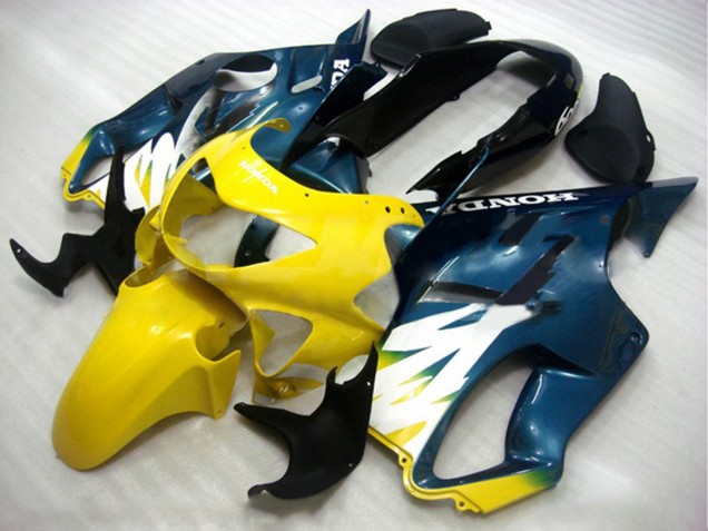 Mejores Carenados Moto Honda CBR600 F4 1999-2000 - Amarillo Azul Oscuro Negro Brillante