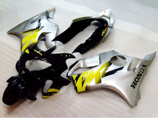 Mejores Carenados Moto Honda CBR600 F4 1999-2000 - Plata Amarillo Negro Brillante