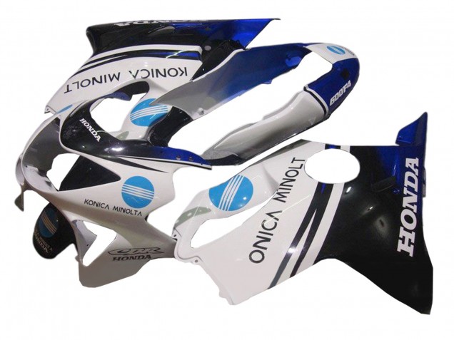Mejores Carenado Moto Honda CBR600 F4 1999-2000 - Blanco Azul Negro Brillante Konica Minolta
