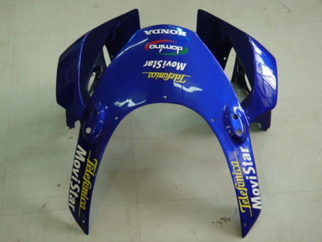 Mejores Carenados Moto Honda CBR900RR 954 2002-2003 - Azul Amarillo Negro Brillante Telefonica MoviStar Castrol