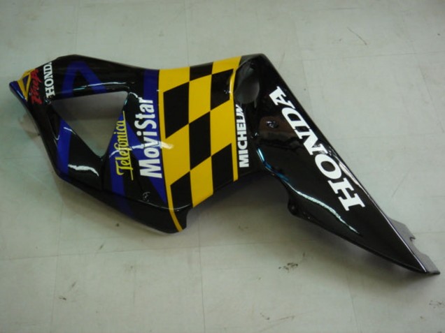 Mejores Carenados Moto Honda CBR900RR 954 2002-2003 - Azul Amarillo Negro Brillante Telefonica MoviStar Castrol