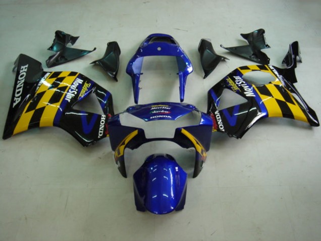 Mejores Carenados Moto Honda CBR900RR 954 2002-2003 - Azul Amarillo Negro Brillante Telefonica MoviStar Castrol
