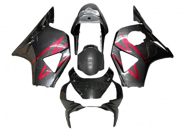 Mejores Carenados Moto Honda CBR900RR 954 2002-2003 - Negro FibraCarbono Rojo Raya