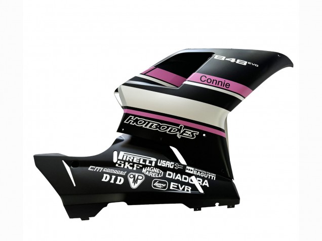 Mejores Carenados Moto Ducati 848 2007-2014 - Blanco Rosa Negro Brillante Connie