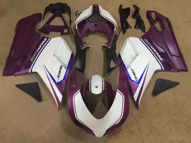 Mejores Carenados Moto Ducati 848 2007-2014 - Blanco Azul Púrpura Corse