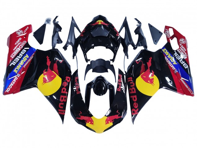 Mejores Carenados Moto Ducati 848/1098/1198 2007-2014 - Negro Brillante Amarillo Azul Rojo Bull
