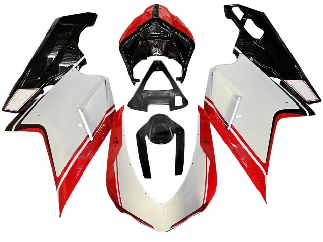 Mejores Carenado Moto Ducati 848/1098/1198 2007-2014 - Blanco Rojo Negro Brillante