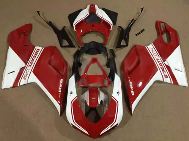 Mejores Carenados Moto Ducati 848 2007-2014 - Blanco Rojo Corse
