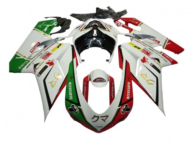 Mejores Carenados Moto Ducati 848/1098/1198 2007-2014 - Blanco Rojo Verde Accossato