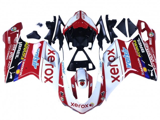 Mejores Carenados Moto Ducati 848/1098/1198 2007-2014 - Blanco Rojo Negro Brillante Valsir Xerox