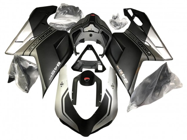 Mejores Carenados Moto Ducati 848 2007-2014 - Plata Negro Mate