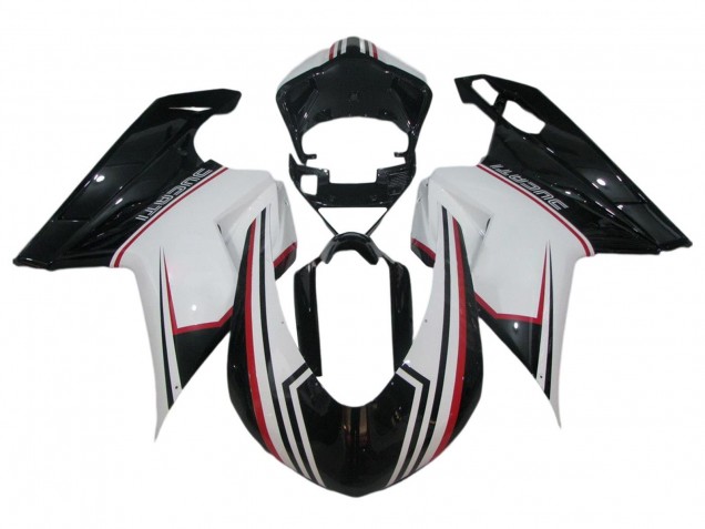 Mejores Carenado Moto Ducati 848/1098/1198 2007-2014 - Blanco Rojo Negro Brillante