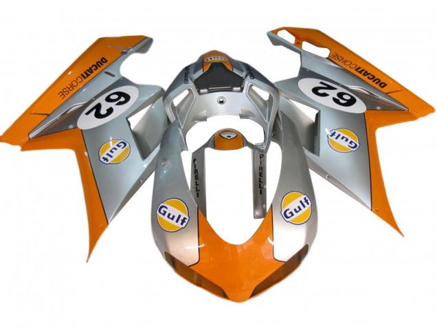 Mejores Carenados Moto Ducati 848/1098/1198 2007-2014 - Plata Naranja Gulf 62