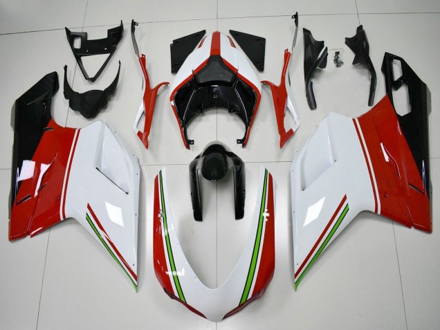 Mejores Carenados Moto Ducati 848/1098/1198 2007-2014 - Blanco Rojo Verde Negro Brillante