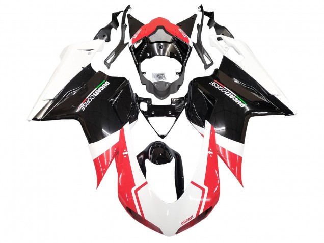 Mejores Carenados Moto Ducati 848/1098/1198 2007-2014 - Blanco Rojo Negro Brillante