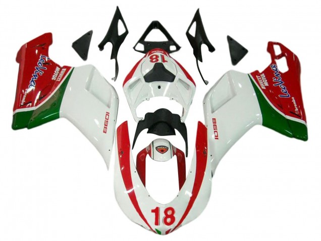 Mejores Carenados Moto Ducati 848/1098/1198 2007-2014 - Blanco Rojo Verde 18