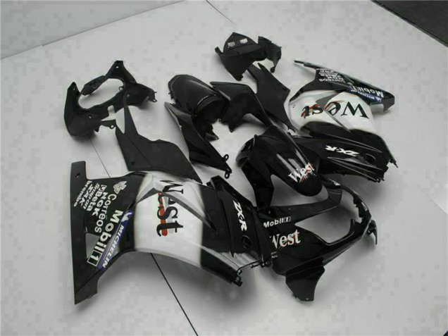 Mejores Carenados Moto Kawasaki EX250 2008-2012 - Negro Brillante Blanco West