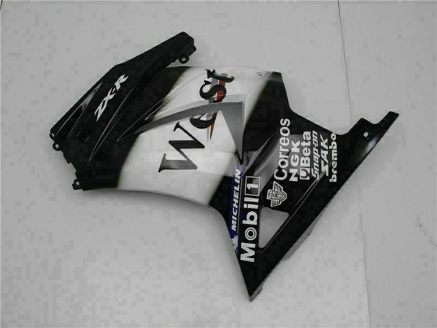 Mejores Carenados Moto Kawasaki EX250 2008-2012 - Negro Brillante Blanco West