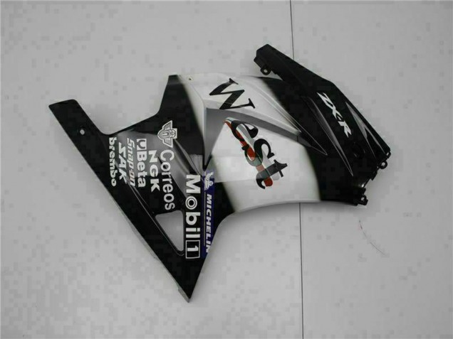 Mejores Carenados Moto Kawasaki EX250 2008-2012 - Negro Brillante Blanco West