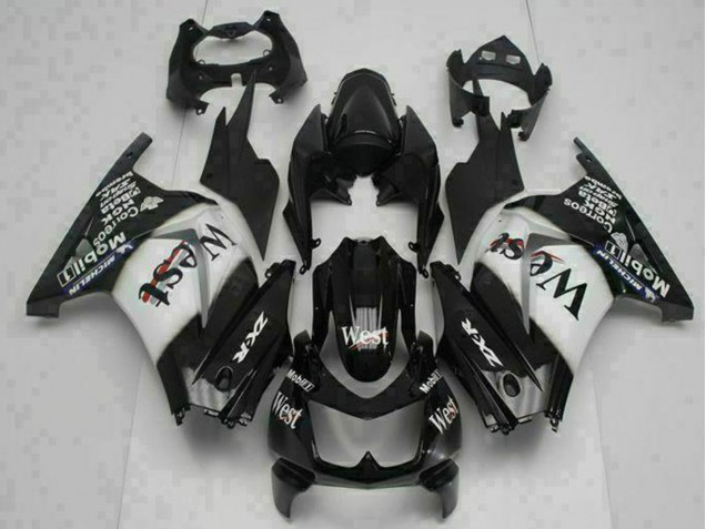 Mejores Carenados Moto Kawasaki EX250 2008-2012 - Negro Brillante Blanco West
