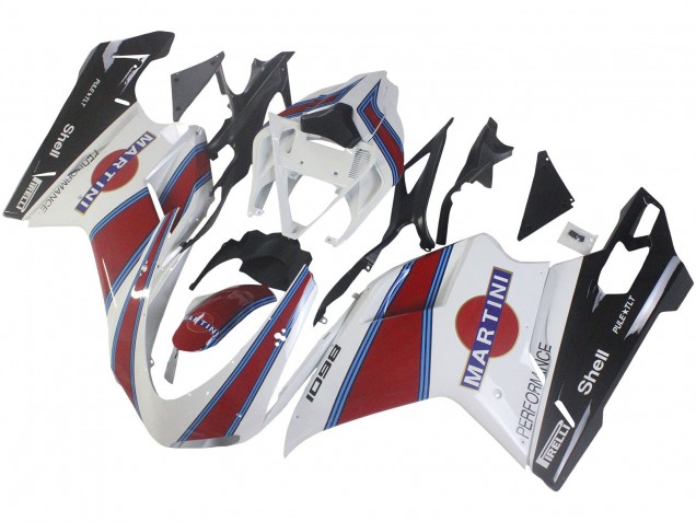 Mejores Carenados Moto Ducati 1098 2007-2014 - Blanco Rojo Azul Negro Brillante Martini