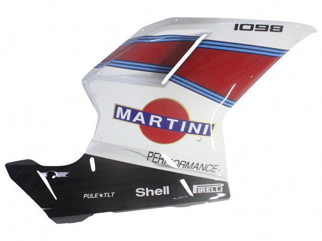 Mejores Carenados Moto Ducati 1098 2007-2014 - Blanco Rojo Azul Negro Brillante Martini